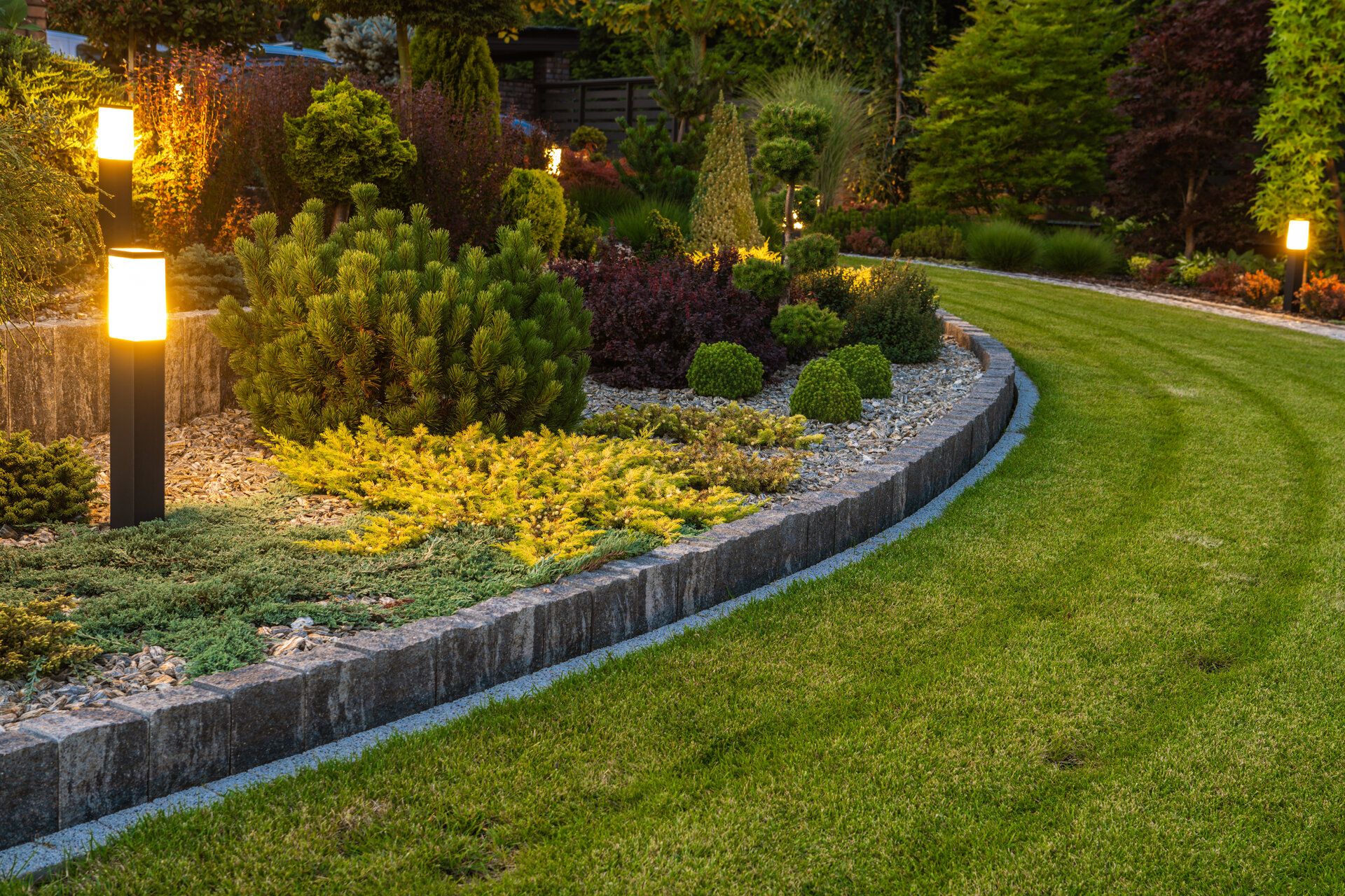 Beautiful landscaping with integrated rain garden