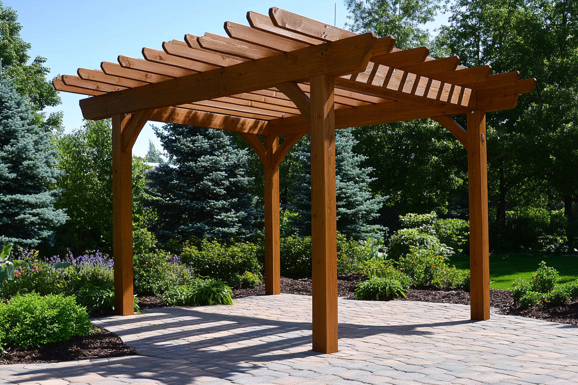 Aerial view of outdoor living area with patio