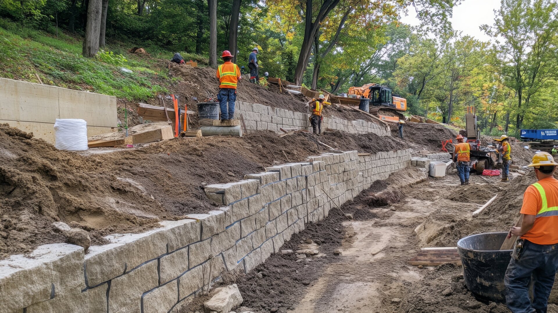 Custom retaining wall with landscaping in Minneapolis