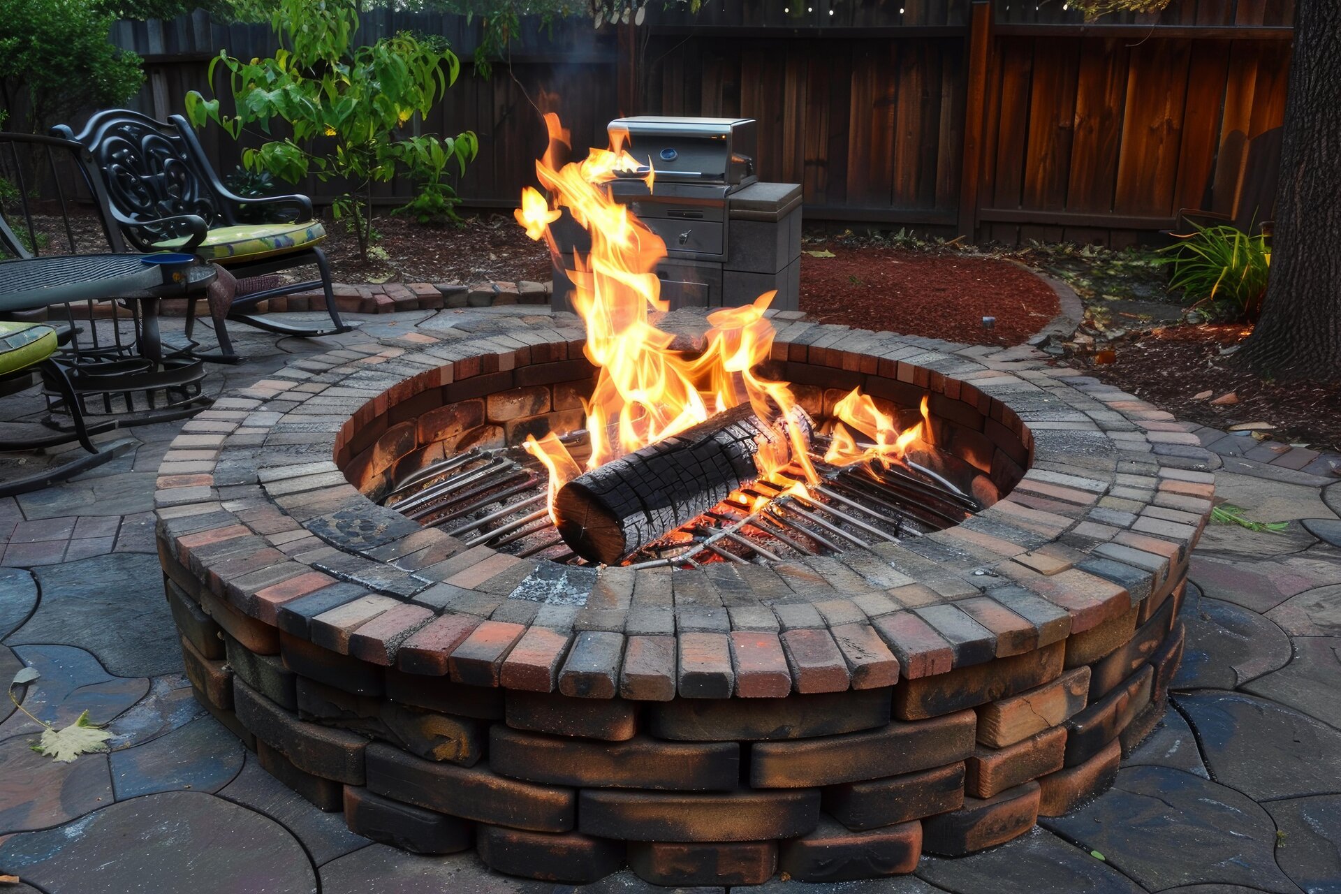 Fire pit with paver patio in Lakeville