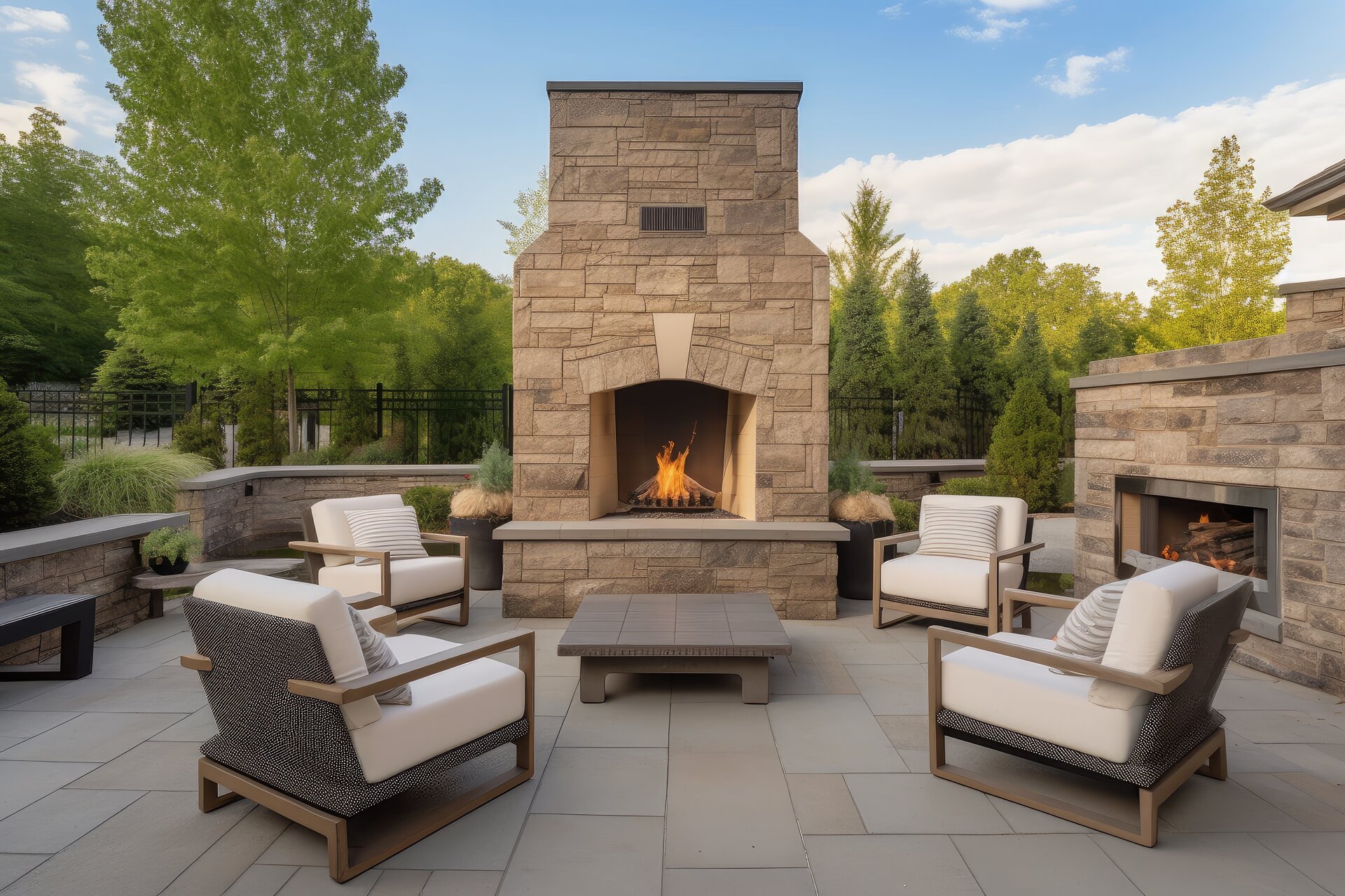Modern outdoor fireplace in Woodbury